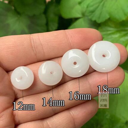 新疆白玉平安扣12mm14mm16mm18mm金丝玉算盘珠隔片散珠子diy耳环