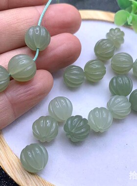 天然和田玉南瓜珠10mm12mm散珠