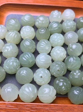 厂家和田玉12mm莲花珠配