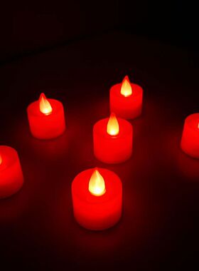 24个led电子小蜡烛灯红色结婚蜡烛婚礼求婚道具浪漫生日表白布置