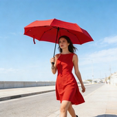 红伞结婚用新娘出嫁婚礼接亲用 大红色折叠雨伞中国红道具长柄伞