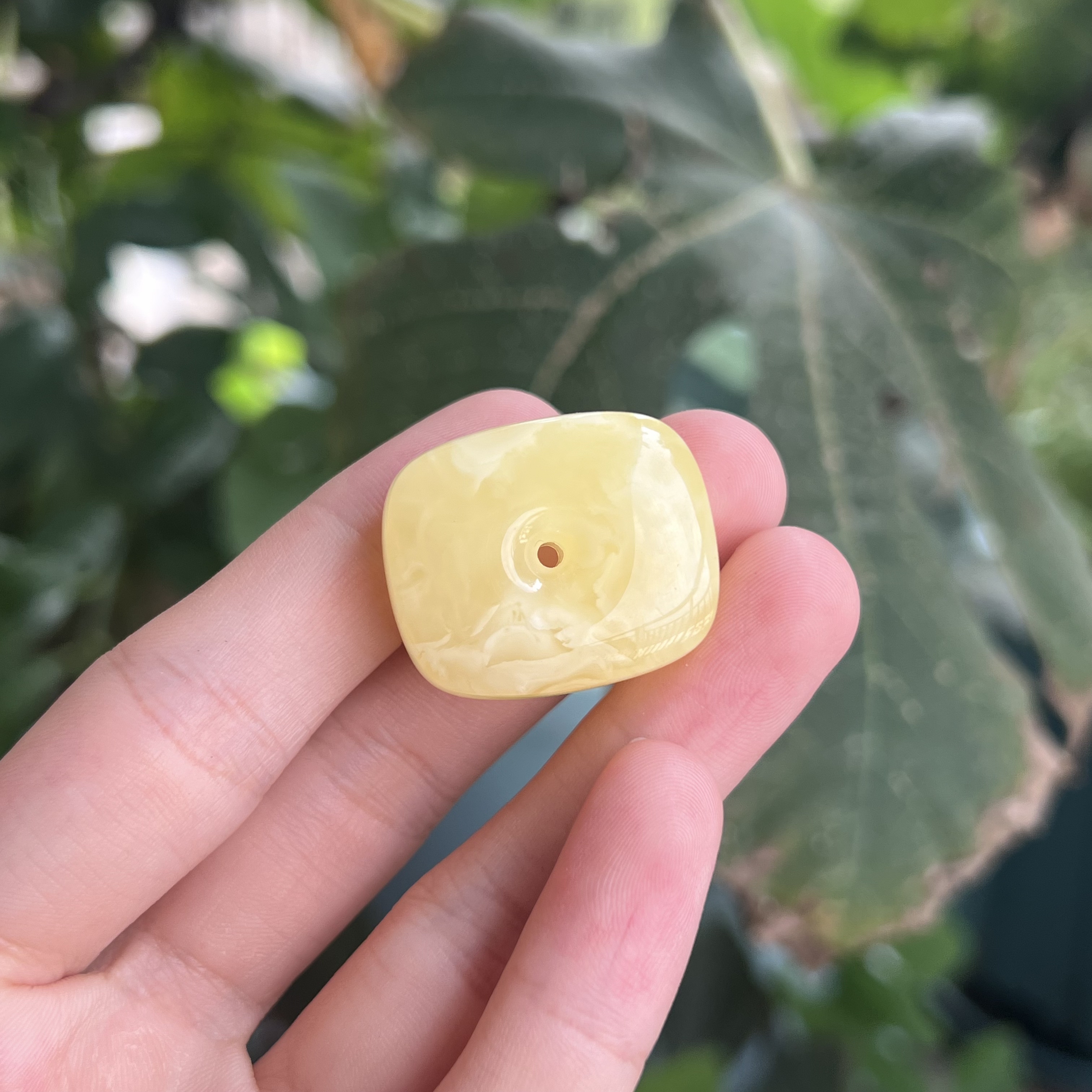 天然蜜蜡平安扣藏扣飘白花云纹有针尖大小花粉点吊坠配饰