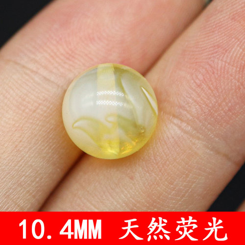 天然原矿琥珀蜜蜡荧光妖花圆珠天然DIY金刚菩提对珠锁骨珠