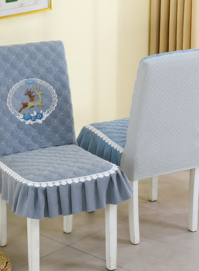 椅套罩万能椅子套家用高级餐椅套加厚通用餐厅凳子椅背套一体座套