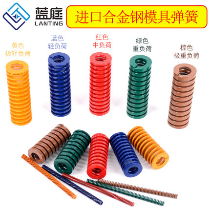 进口合金钢  矩形扁线压缩 黄蓝红绿棕色 耐高温 高强度 模具弹簧