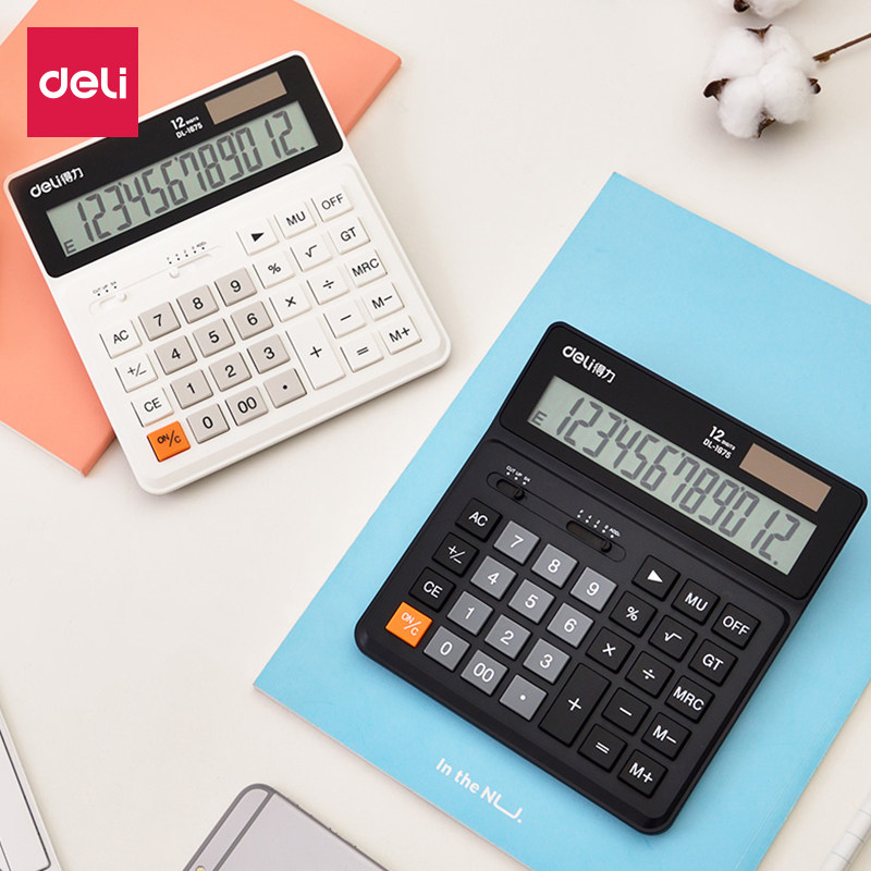델리 회계 특수 계산기 대형 스크린 태양열 이중 전원 공급 장치 컴퓨터 학생 금융