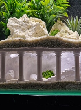 罗马柱鱼缸洞穴造景装饰件仿真地下室宫殿小鱼虾躲避屋鱼缸观赏洞