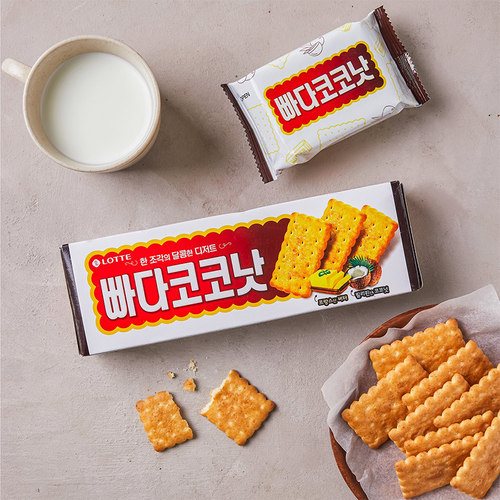 韩国进口乐天黄油椰子味酥脆饼干100g休闲零食