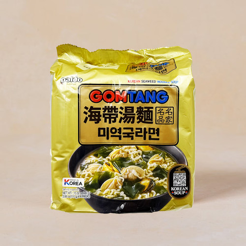 韩国进口八道Paldo海带汤面110gx4袋海鲜蛤蜊味方便面泡面拉面