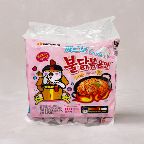 韩国进口三养奶油味辣火鸡味炒面拌面粉色130g方便面速食拉面