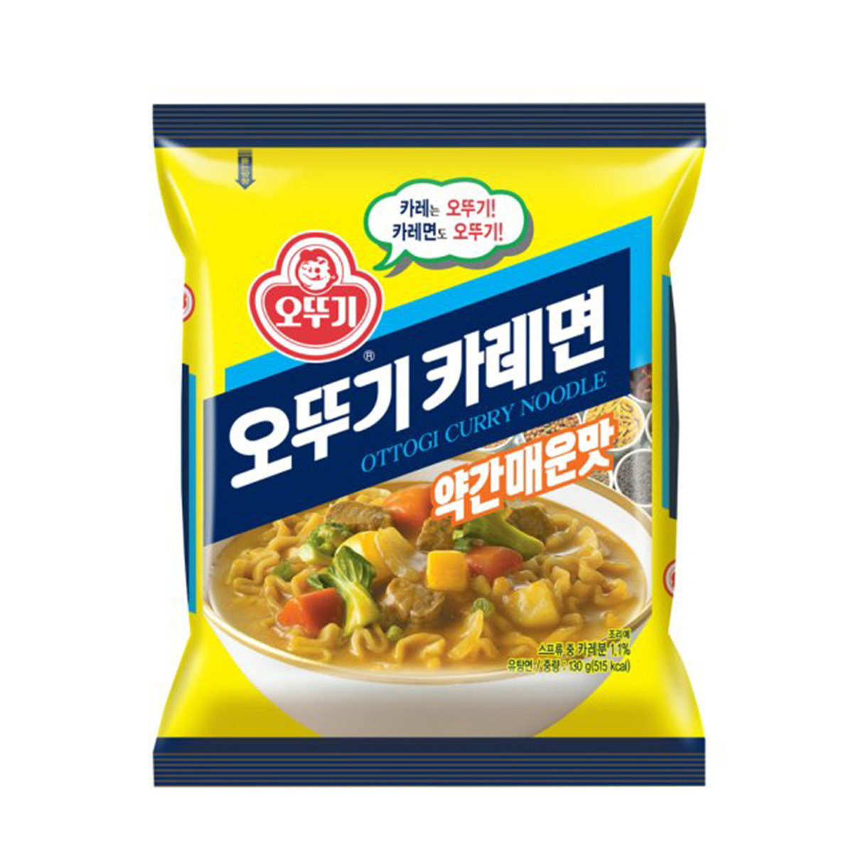 韩国进口不倒翁奥土基咖喱味微辣拉面130g泡面方便面速食煮面图片
