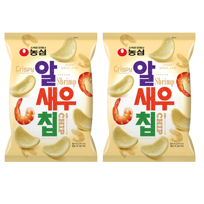 韩国进口农心鲜虾片68gX2袋儿童膨化零食办公室休闲食品
