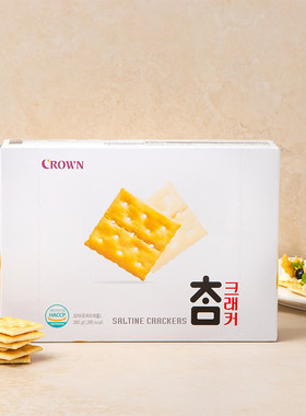 韩国进口克丽安CROWN太口苏打饼干零食原味梳打薄脆280g
