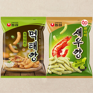 韩国正品进口农心青阳辣椒味芥末味虾条膨化食品休闲小吃零食