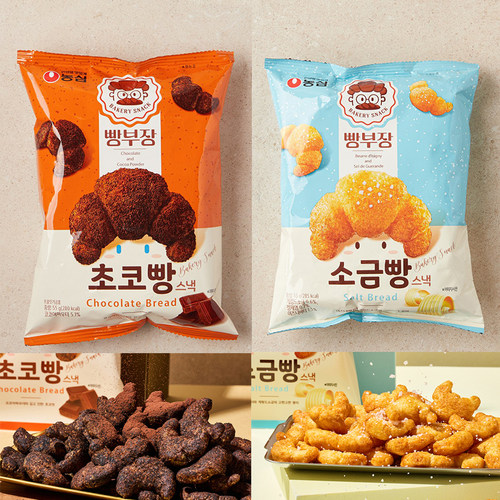 农心咸味巧克力味牛角面包形膨化