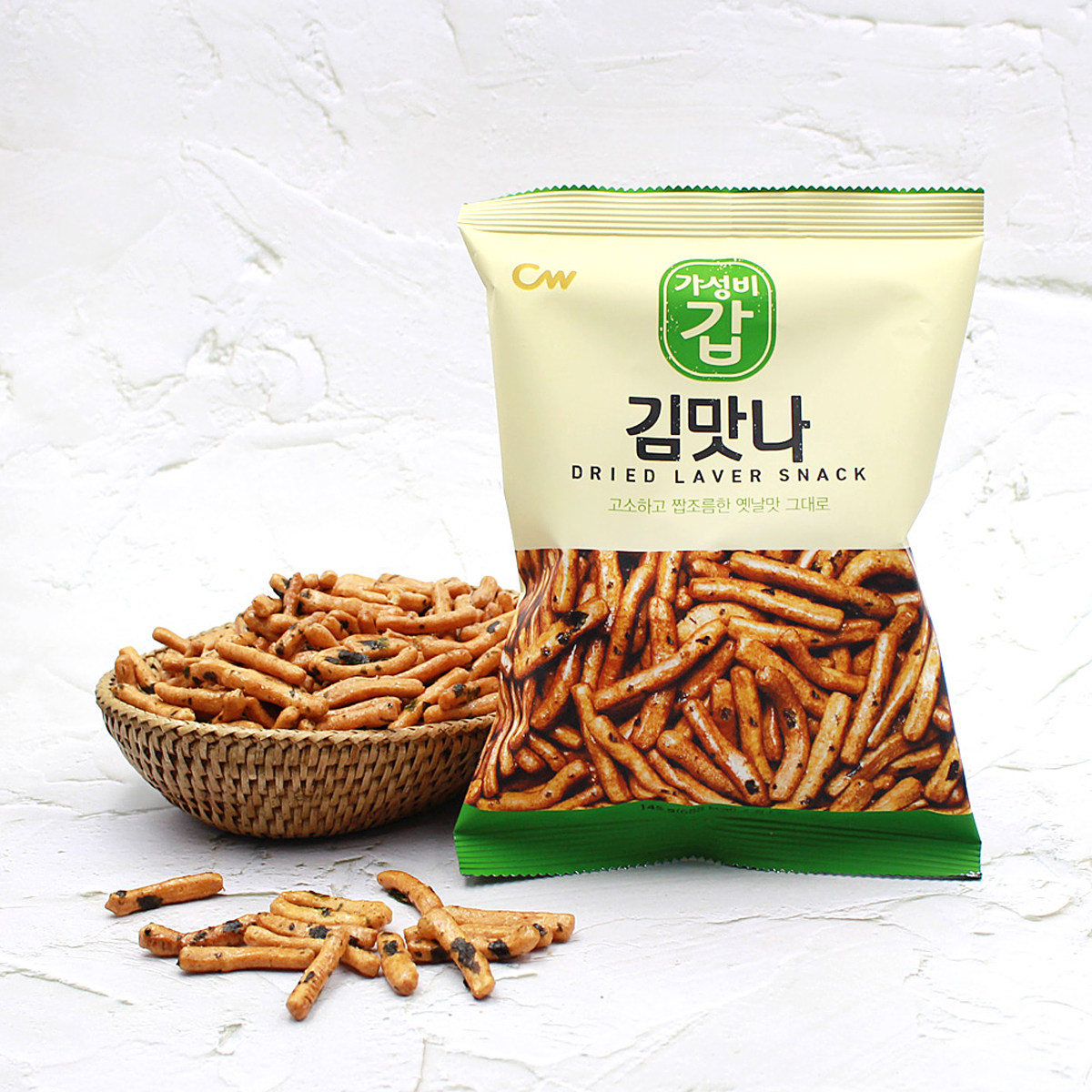 韩国进口CW青佑海苔味脆条110g条状膨化休闲零食