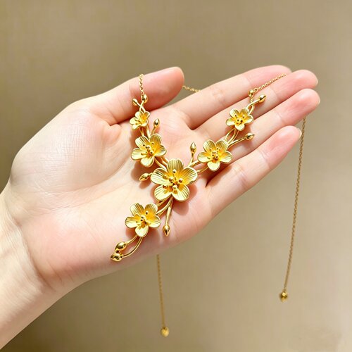 新款大繁花似锦项链女士越南沙金仿真黄金轻奢高级感结婚三金首饰