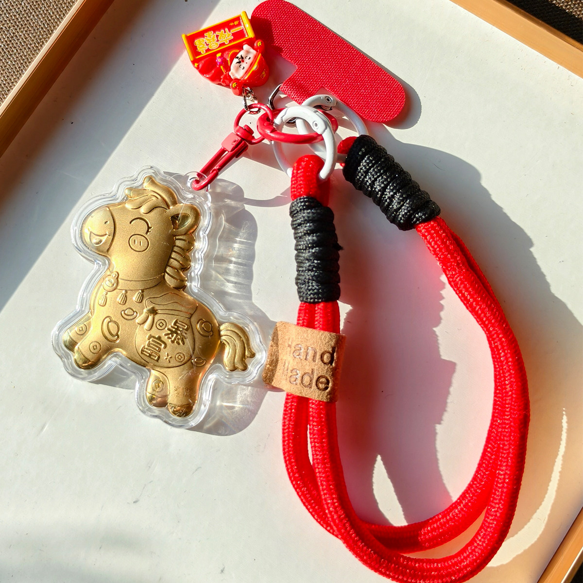 水贝爆款马上发财财神金制品钥匙扣挂件卡通装饰手机包挂饰礼物