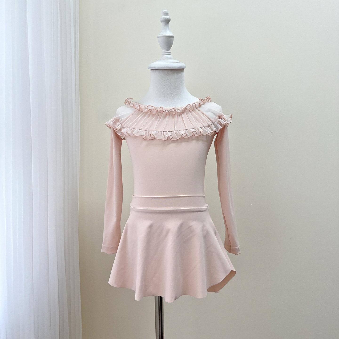 儿童舞蹈服荷叶花边长袖练功服女童春秋冬芭蕾中国舞纱裙考级演出