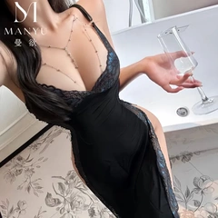 5075潮尚夜总会桑拿技师夜店内衣蕾丝吊带式性感长裙睡制服连衣裙