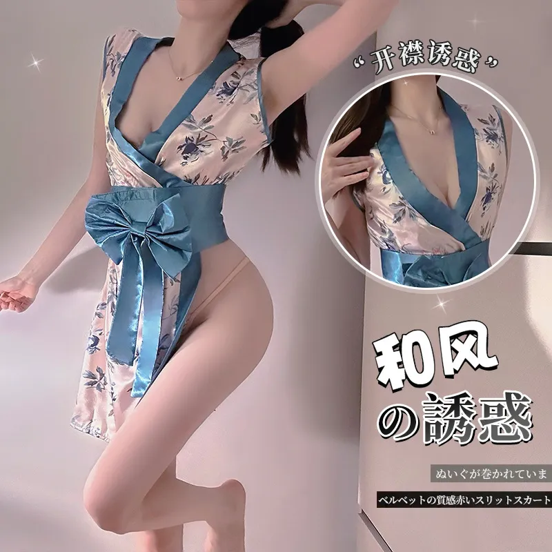 3467潮尚性感内衣和服蝴蝶复古旗袍性感蕾丝古典纯欲制服连衣裙