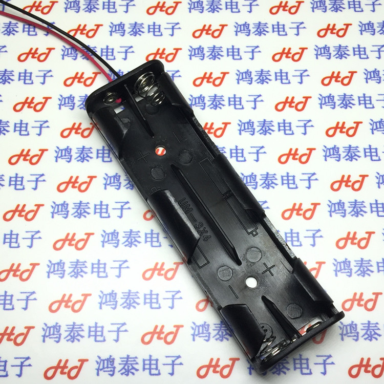 4节5号电池盒双条形 五号四节带红黑线 长条形电池座 4aa电池仓