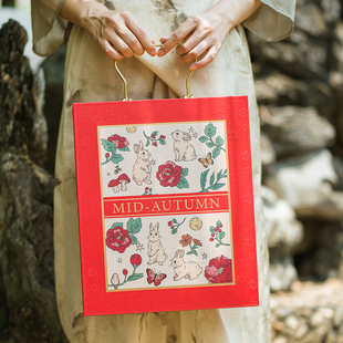 中秋6/8粒50g冰皮流心月饼包装盒礼盒高档国风手提礼品盒送礼定制