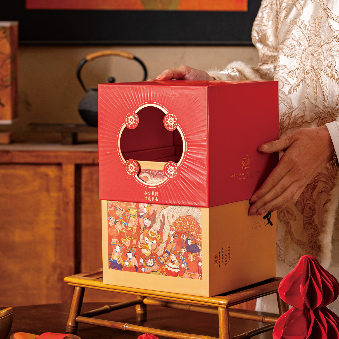中式高档双层新年礼盒2026新款年货包装盒空盒子马年礼品盒新年