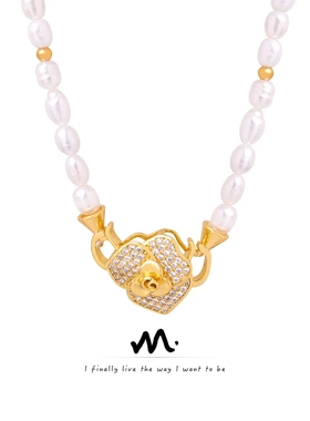 缘绘凤仪 淡水珍珠轻奢铜材质吊坠镶钻玫瑰花手工串珠项链高级感