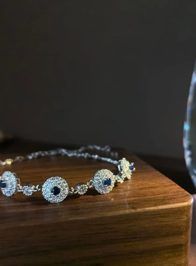 缘绘凤仪 天然蓝宝石手链925银