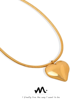 缘绘凤仪 小众设计简约个性钛钢镀金心形吊坠项链