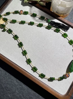 Vintage中古琉璃算盘珠搭配干青新中式风精致款项链流苏背云可拆