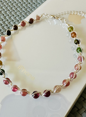 缘绘凤仪 轻奢彩色碧玺水晶手链女ins风气质小众精致国风闺蜜手饰