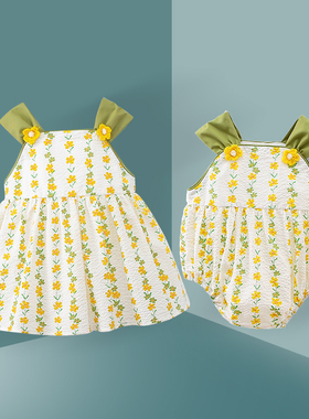 女童连衣裙夏季姐妹装一大一小婴儿超萌衣服宝宝可爱洋气夏装外出