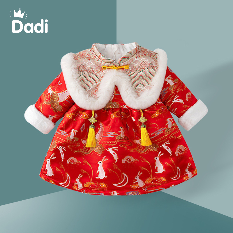 旗袍连衣裙围兜可拆卸加厚古风