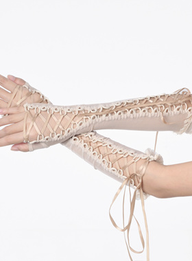 Broken bone原创 法式复古弹力做旧透气镂空绑带薄款手套手袖配饰