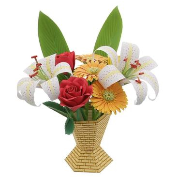 儿童手工折纸DIY拼装立体3D纸质模型花卉植物盆景鲜花百合玫瑰