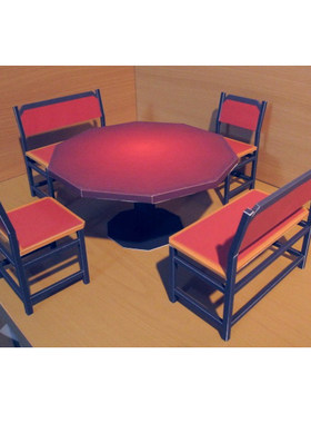 纸模型家具桌子椅子桌椅餐桌制作