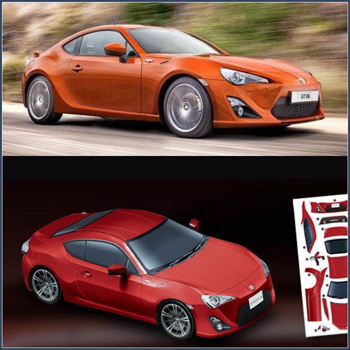 儿童手工折纸diy拼装立体3d纸质模型丰田feae86跑车汽车益智玩具