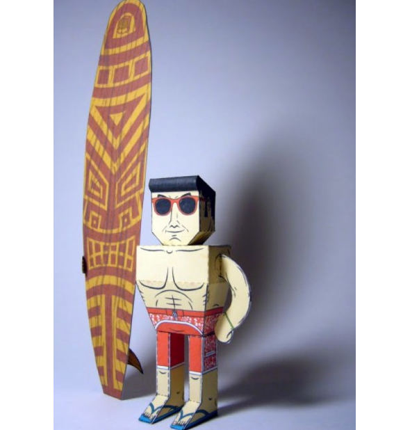 儿童手工折纸diy拼装立体3d纸质模型卡通玩偶公仔制作冲浪小人