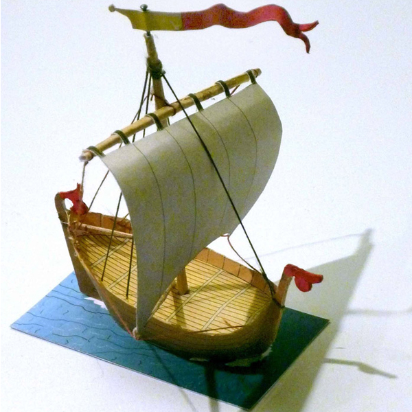 儿童手工折纸diy拼装立体3d纸质模型仿真小帆船迷你小船小舟制作