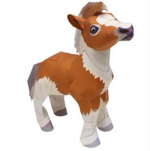 儿童手工折纸DIY拼装立体3D纸质模型玩具仿真动物迷你小马矮种马