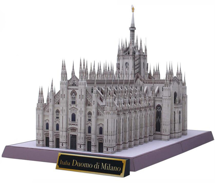 儿童手工折纸diy拼装立体3d纸质模型 意大利天主米兰大教堂建筑