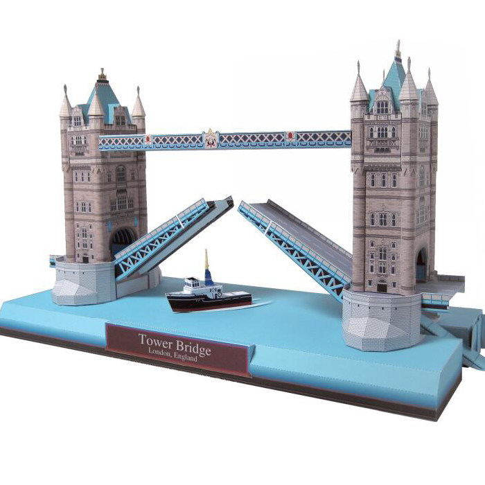 儿童手工折纸diy拼装立体3d纸质模型英国泰晤士桥伦敦塔桥建筑