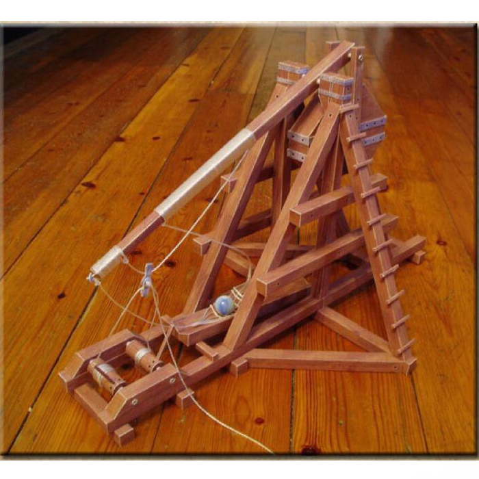 儿童手工折纸diy拼装立体纸质模型中世纪攻城车投石机投石车制作