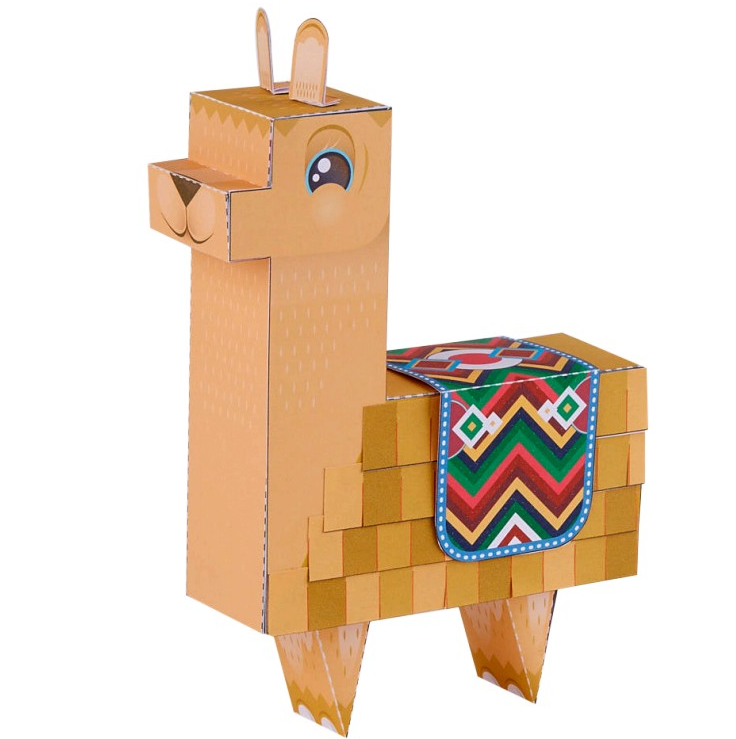 儿童手工折纸diy拼装益智立体3d纸质模型卡通动物羊驼骆驼制作