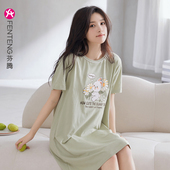 夏款 芬腾睡裙女纯棉夏季 睡衣女款 短袖 全棉可爱连衣裙夏天短裙 薄款
