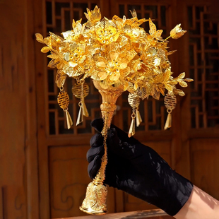 纯金色手捧花diy材料包成品新娘结婚婚礼秀禾服婚纱权杖新婚礼物