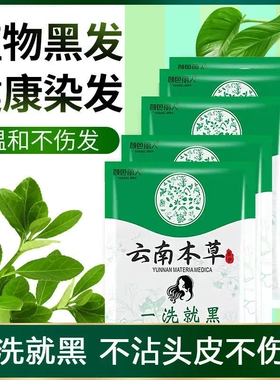 一洗黑天然植物染发剂黑色袋装泡泡染自己在家染发无刺激不沾头皮