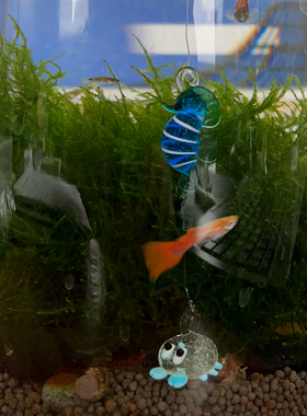 创意夜光海马玻璃工艺吊坠海洋馆